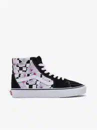 White and Black Women's Flowered Sneakers with Leather Details SK8-Hi - Ladies