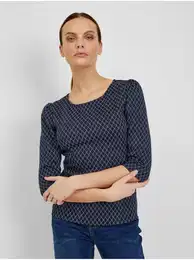 Dark blue Women Patterned T-Shirt - Women