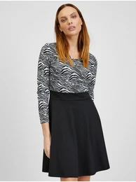 White and Black Women Patterned Dress - Women