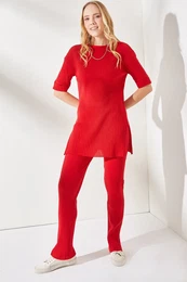 Women's Red Short Sleeve Bottom Top Lycra Suit