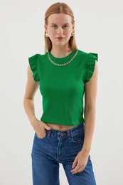 0430 Knitted Blouse - Green