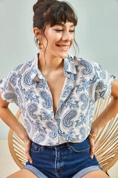 Women's Patterned Bat Sleeve Shirt