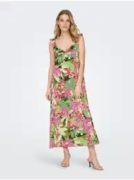 Pink-green Women's patterned maxi-dresses Zora - Women