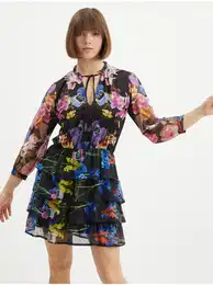 Black women's floral short dress Lyon - Women's