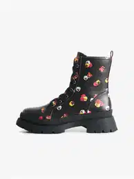 Black Boot Flowers - Women Ankle Flowered Shoes - Women