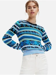 Blue Striped Sweater Rainforest - Women