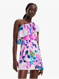 Pink floral dress on one shoulder Jan-Lacroix - Women