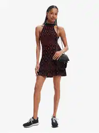 Red and Black Women Patterned Dress El Havre - Women