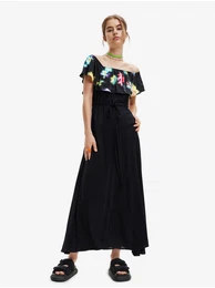 Black women's dress with ruffle Susan - Ladies