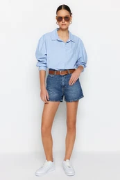 Dark Blue High Waist Denim Shorts