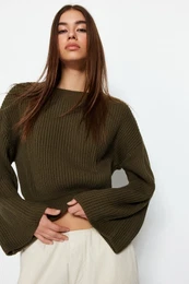 khaki crop a panlsk pleten svetr s rukvy