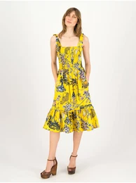 Yellow Women Floral Dress Seaside Picknick Love - Women