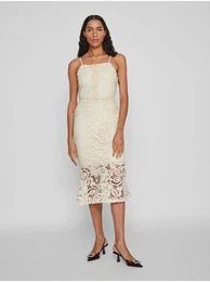 Cream women's lace midi dress Capella - Women's