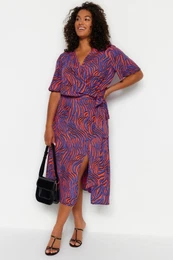 Curve Multicolored Animal Print A-line Shally Knitted Skirt