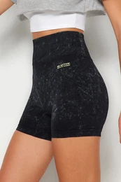 Black Seamless Washed Knitted Sports Shorts/Short