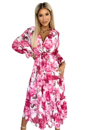 neckline midi dress with belt