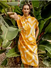 White and Orange Ladies Patterned Midisats with Pockets - Ladies