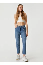 Dmsk kalhoty High Waist Mom Fit Light Indigo 3SAL40050MD