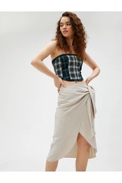 Midi Skirt Viscose with Tie Side Detail