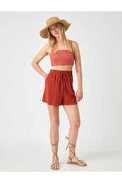Tie Waist Shorts Linen Blend