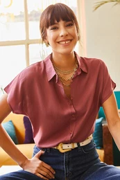 Women's Pale Pink Bat Viscose Shirt