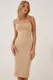 Happiness stanbul Women's Cream Strapless Jersey Knitted Dress