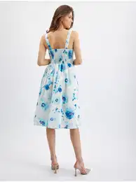Blue-White Women Flowered Dress - Women