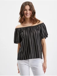 Black Ladies Striped Blouse - Women