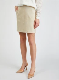 Beige Women's Suede Skirt - Ladies