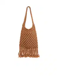 Brown Women's Knitted Bag with Decorative Detail - Women