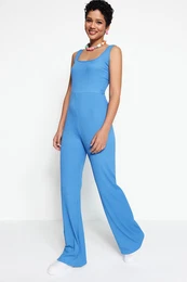 Indigo Low-Collection Knitted Jumpsuit with Tie Detailed.