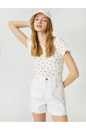 Crop T-Shirt Short Sleeves Round Neck Minimal Print