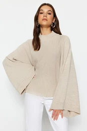 Stone Wide Pattern Bat Sleeve Knitwear Sweater