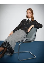 Melis Aazat X - A-Line Midi-Length Skirt with Lace Detail