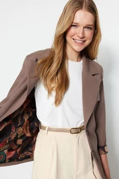 Mink Woven Lined Blazer Jacket