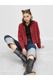 Checkered Tie Waist Crop Shirt