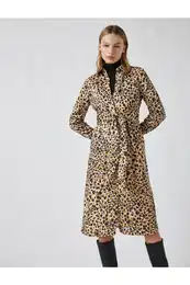 Leopard vzorčasta midi obleka