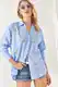 Olalook Bebe Blue Sequin Detailed Woven Boyfriend Shirt