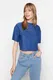 Trendyol Indigo Pleated Crop Knitted Blouse