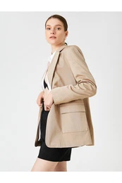 Single Button Jacket Pocket Cotton