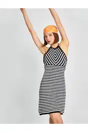 Halter Neck mini pletenina obleka
