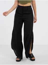 Black women's trousers with linen Fia - Ladies