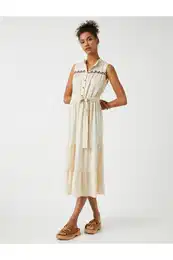 kravata pas frilled midi obleko