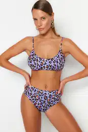 živalski tisk Bikini dna z visokim pasom z običajnimi nogami