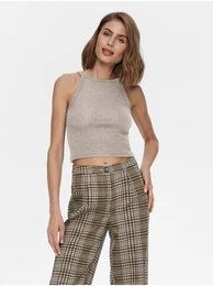 Beige Women's Ribbed Basic Top Emma - Women