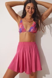 Happiness stanbul Women's Pink Flowy Viscose Shorts Skirt