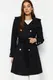 Trendyol Black Beltted Gold Button Detailn raztkov kabt