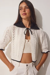 Happiness stanbul Dmsk krm ern Prolamovan Letn Pletenina Bolero Cardigan