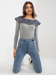 Modr dny slim fit s ozdobnmi knoflky