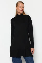 Black High Neck Knitwear Sweater